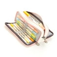 thumbnail image 2 of Estuche para lápices de gran capacidad, bolsa de papelería bonita con múltiples bolsillos y doble apertura para escuela de estudiantes, rejilla pequeña rosa y blanca, 2 of 5