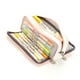 thumbnail image 2 of Estuche para lápices de gran capacidad, bolsa de papelería bonita con múltiples bolsillos y doble apertura para escuela de estudiantes, rejilla pequeña rosa y blanca, 2 of 5