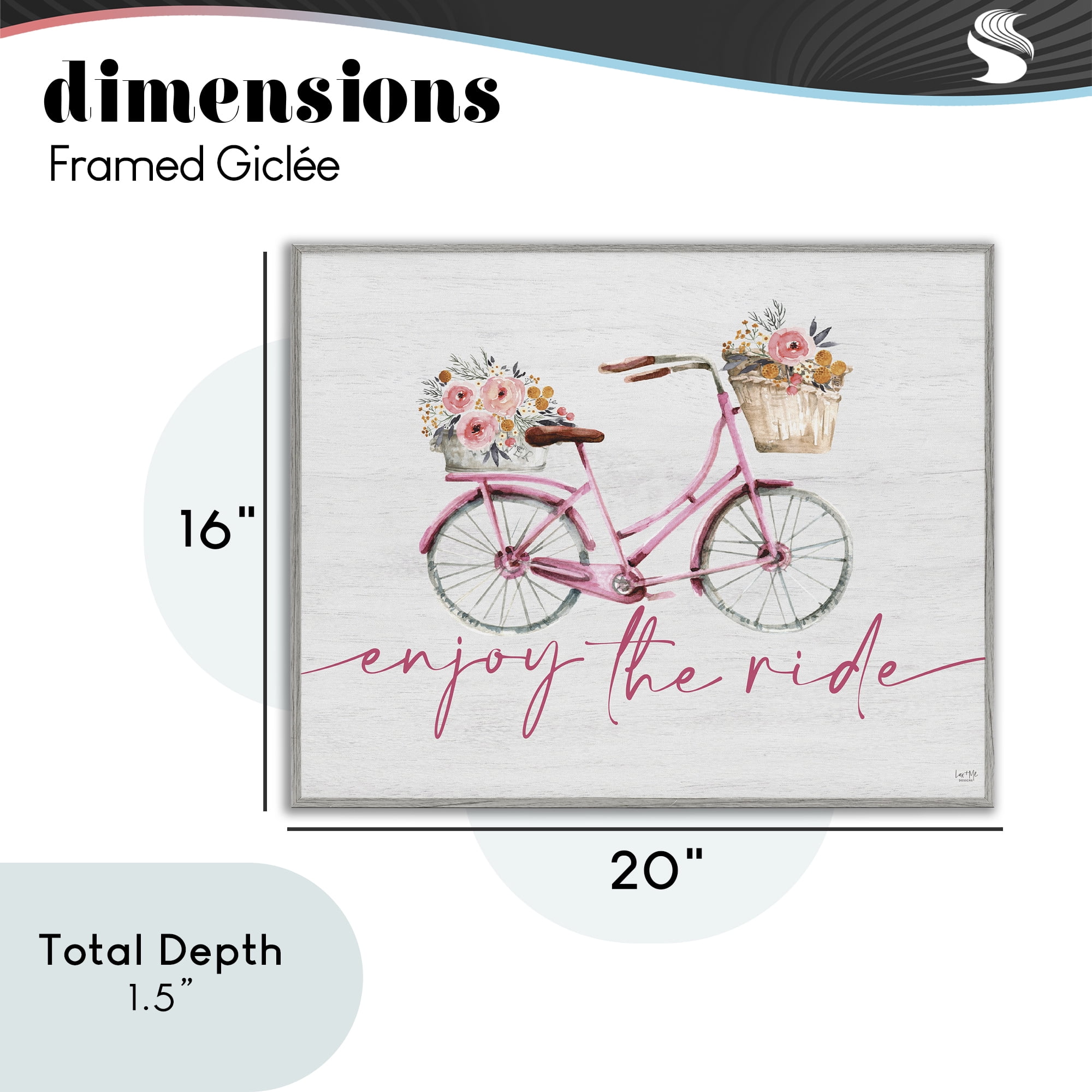 Stupell Industries Enjoy The Ride Bicycle Gray Framed Giclee Art, design by Lux + Me Designs