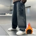 thumbnail image 2 of YunPes Boys and Girls Jeans with Fleece Lined Comfy Warm Baggy Pants Children's School Streetwear Trendy Clothes for Fall Winter, 2 of 9