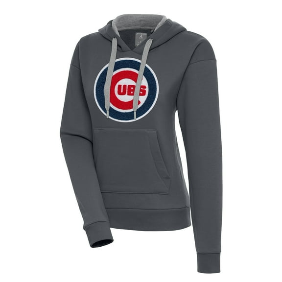 Women's Antigua  Charcoal Chicago Cubs Victory Pullover Hoodie