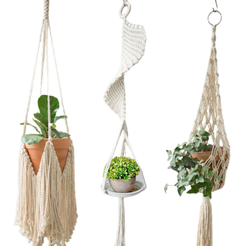 Cheers.US Plant Hangers, Handmade Cotton Rope Hanging Planter Basket Decorative Flower Pot