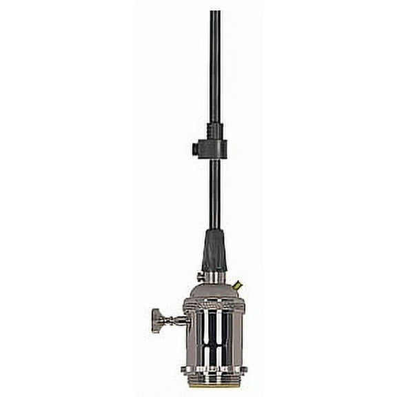 Satco 250W 250V E26 On/Off Key Polished Nickel Lampholder with 10ft Black Cord