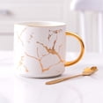 thumbnail image 3 of Billuyoard Tazas de café de cerámica nórdica, café de agua, té, desayuno, estilo europeo, tazas de leche mate marmoladas, regalo de pareja de Juegos de servir café y té Oro Blanco/Cuchara 301-400ml, 3 of 6