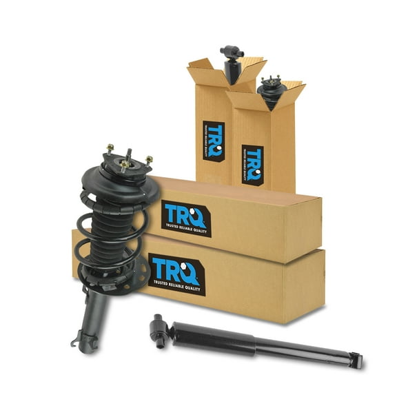 TRQ Front and Rear Complete Strut Assembly & Shock Absorber Kit Complete Strut & Coil Spring Assembly Fits Select 2006-2007 Ford Focus