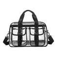 thumbnail image 1 of Bolso tote transparente de PVC con correa ajustable para el hombro, ideal para deportes y viajes de negocios. Negro, 1 of 9
