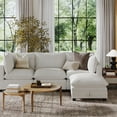 thumbnail image 2 of Nathan James Chelsea Modern Cloud Ottoman, Corduroy Upholstered Ottoman with Storage, Pearl White, 2 of 6