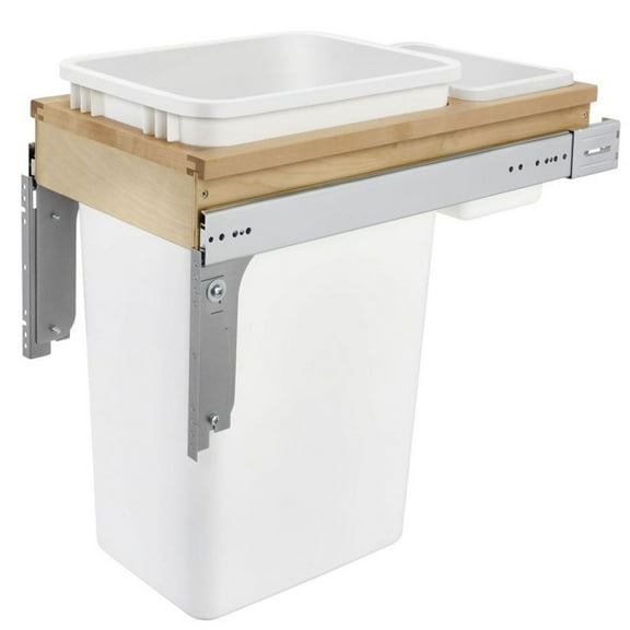 Rev-A-Shelf Single Pullout Trash Can for Full Height Cabinet, 50 Qt, 4WCTM-1550DM-1