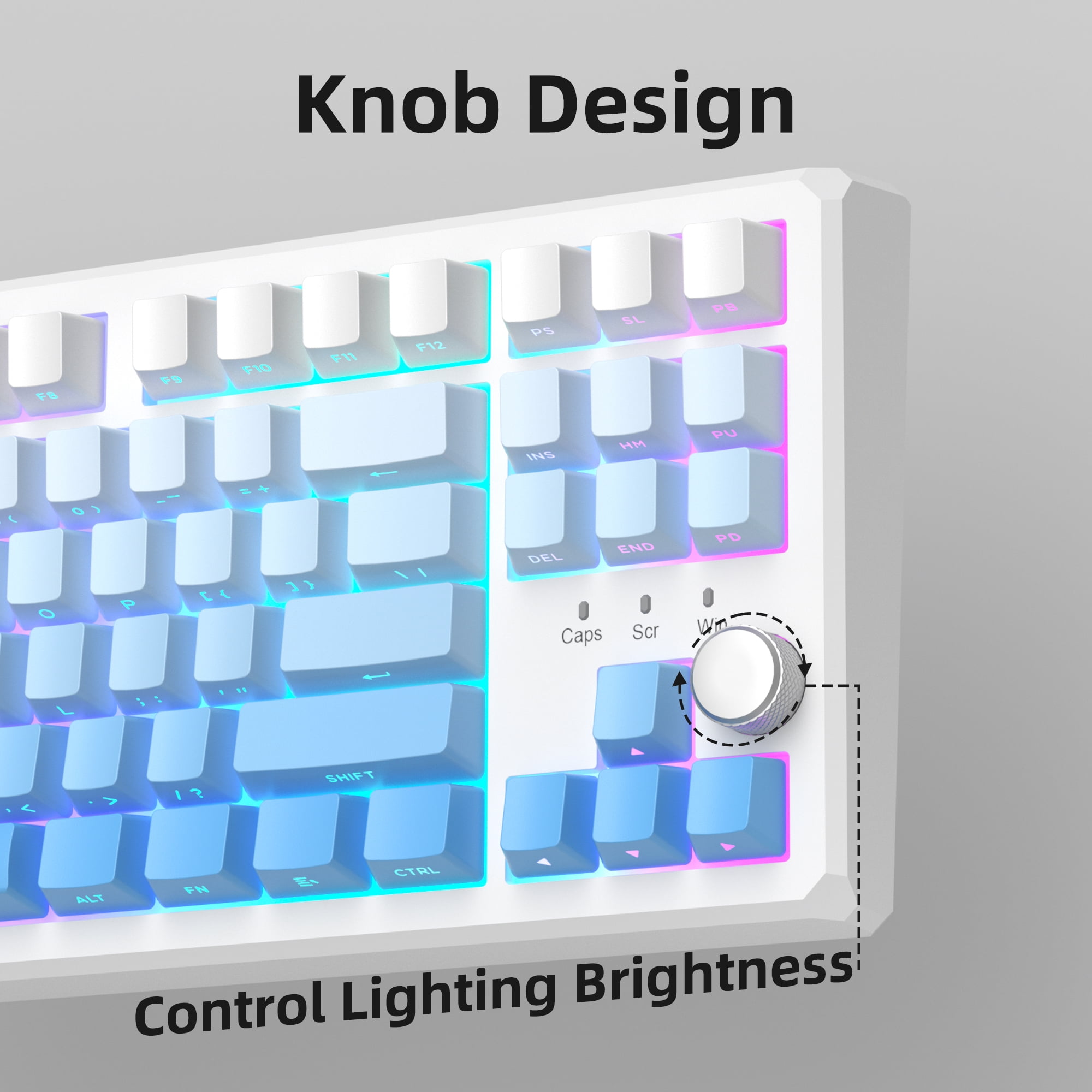 MageGee SKY87 Mechanical Wireless Keyboard Gasket 2.4G/USB/Bluetooth RGB PBT Side-Printed Hot Swap Custom Keyboard with Knob