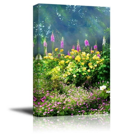 Canvas Prints Wall Art - Beautiful Colorful Flowers in the Summer Morning | Modern Wall Decor/Home Decor Stretched Gallery Canvas Wraps Giclee Print & Ready to Hang - 16