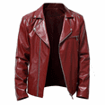 thumbnail image 1 of Veste en Cuir Moto Décontractée à Col Rabattu pour Hommes Automne, 1 of 5