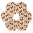 thumbnail image 3 of 6 Pcs Drink Coasters with Holder 3.94in Woven Coasters for Drinks Cute Brown Bow Coaster Set for Protection Table, 3 of 7