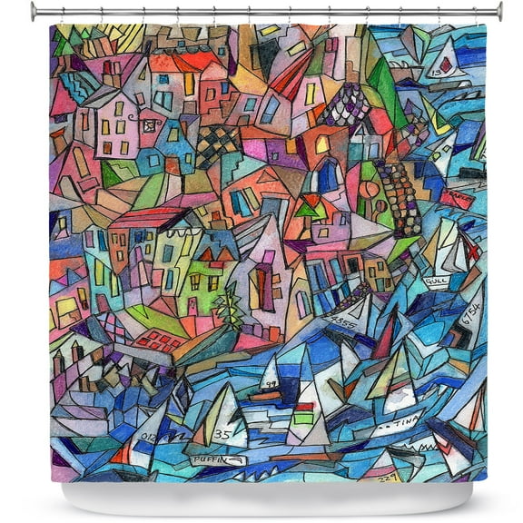Shower Curtains 70" x 73" from DiaNoche Designs by Maeve Wright - Sailing in the Bay