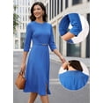 thumbnail image 2 of DARING DIVA Women's Outfit A-Line Keyhole Neck Spring Classy Midi Dresses for Work XS Royal Blue, 2 of 7