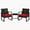 Red Cushion, variant on 3-Piece Outdoor Rattan Patio Bar Set, 2 Wicker Chairs with Waterproof Cushions & Square Side Table, Fixed-Leg Bistro Seating