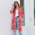 thumbnail image 6 of Zipper Women's Robes Lightweight Soft Womens Bathrobe Zip Up Front 3/4 Sleeve Knee Length Vintage Floral Print Trendy Sleepwear Nightgown with Pockets Red L, 6 of 8