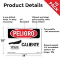 thumbnail image 2 of Hot Spanish OSHA Danger Aluminum Sign 14 Inch x 10 Inch - 10 Pack, 2 of 8