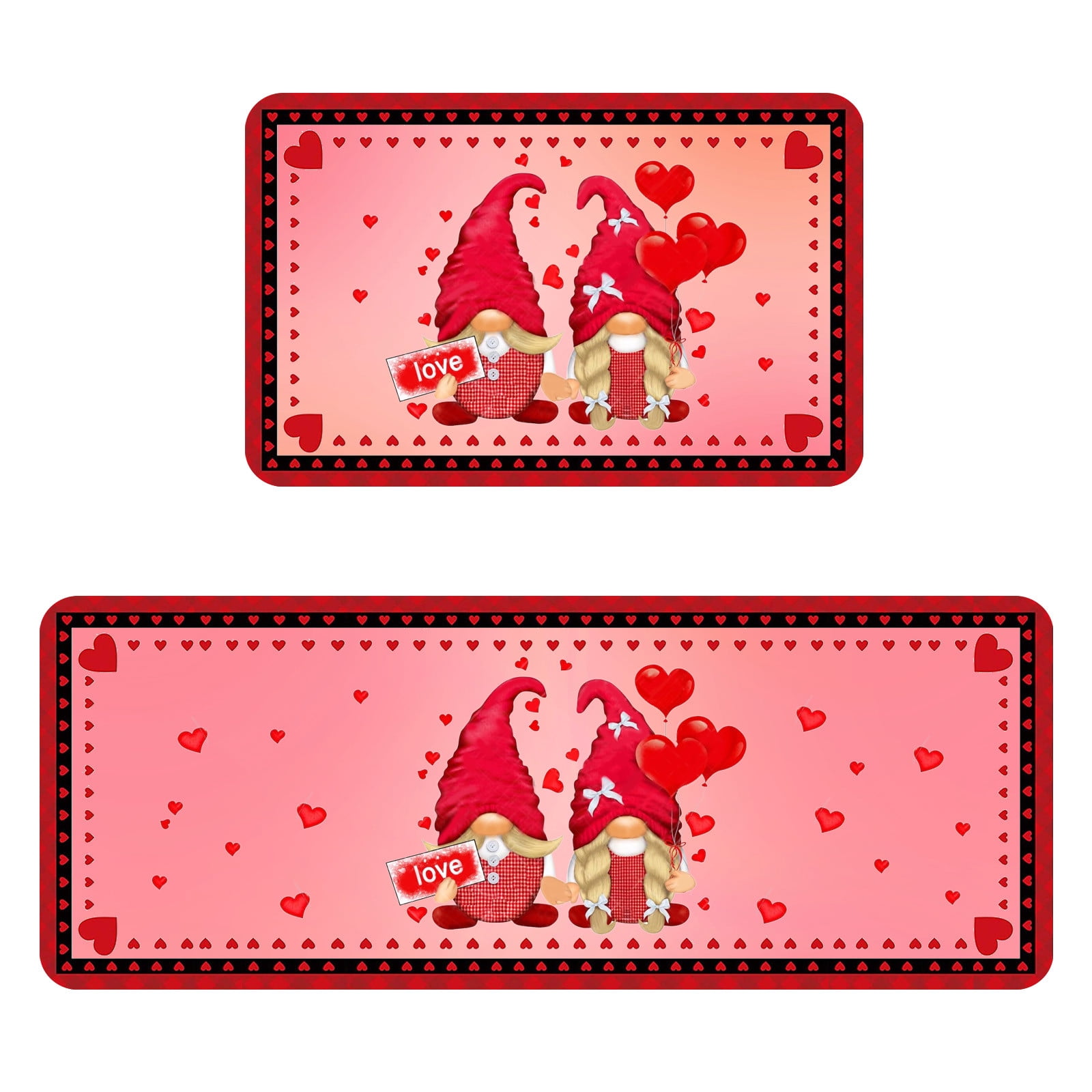 Valentine's Day Kitchen Carpet (2 Pieces) S Kitchen Carpet Washable Cushion Comfortable Kitchen Carpet Set