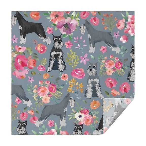 Schnauzer and Pioneer Flower Square Tablecloth,Waterproof Square Table Cover,Wipeable Spillproof Washable Table Cover for Home Kitchen Party Decor 42"X42"(107x107cm)