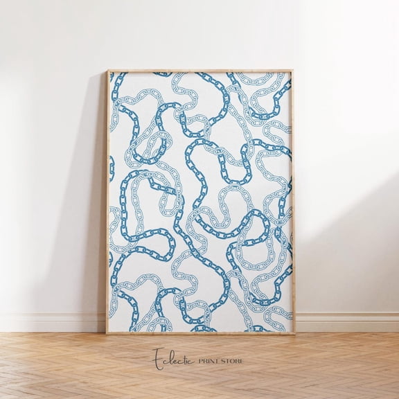 Blue Chain Coastal Pattern Hamptons House Grandmillennial Wall Decor Styling Decorative Elegant