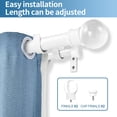 thumbnail image 2 of Urbanest Crystal Ball Flat Button 1" 5/8" Double Drapery Curtain Window Rod Set - 48" to 84", White, 2 of 6