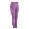 thumbnail image 6 of Twczz Girls Yoga Leggings with Pockets- Full Length Tummy Control High Waist Stretch Athletic Workout Pants Purple Size 12 Years, 6 of 9