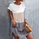 thumbnail image 1 of Vestido de cuello redondo, vestido de empalme de color en contraste, vestido de niña, vestido de una pieza, innovación moderna, 1 of 5