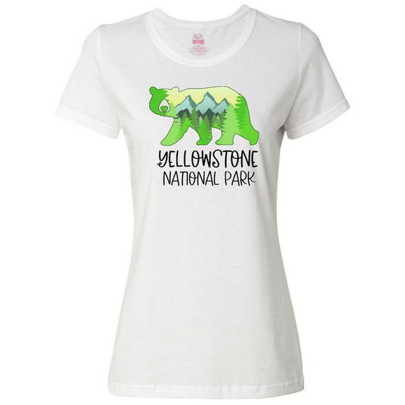 Inktastic Yellowstone National Park- Mountains and Bear Shape Women's T-Shirt