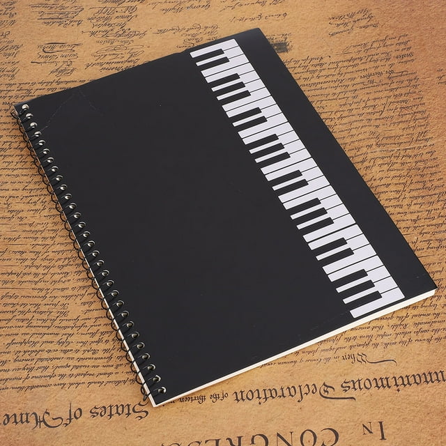 Cuaderno De Papel Con Manuscritos Musicales, 50 Páginas, Hojas De Escritura En Pentagrama Para Compositores Con 4 Diseños De Portada, Piano Negro, Nota Negra,