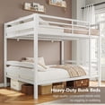 thumbnail image 4 of Honfach Metal Bunk Bed Full Over Full, Heavy Duty Metal Bed with Ladder and High Guardrail, Under-Bed Storage Space, No Box Spring Needed, Noise Free,White, 4 of 9