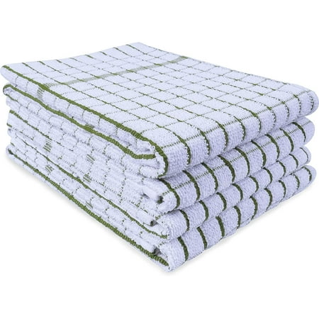 

Terry Kitchen Towels | Set of 4 | 20 x 28 Inches | Super Plush and Absorbent |100% Cotton Dish Towels with Hanging Loop | Perfect for Kitchen and Household Uses | Green