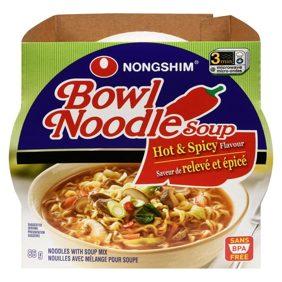 Nongshim Hot & Spicy Bowl Noodle Soup, 86g , Bowl Noodle Soup