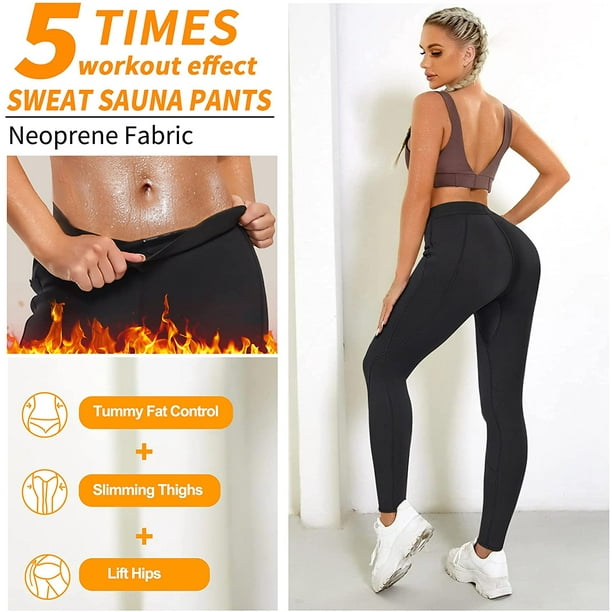 KSCD Neoprene Sauna Sweat Pants for Women Hot Thermo Slimming High Waisted Tummy  Control Leggings Sweatpants with Pocket Black Camo 3X-Large 