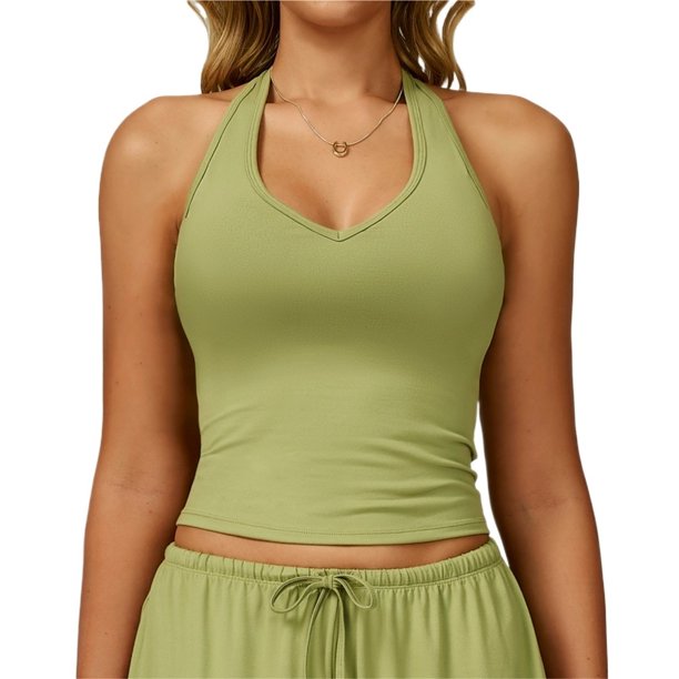 Chaleco de Yoga for mujer, ropa interior deportiva ajustada en forma de V for belleza en la espalda, chaleco deportivo for ejercicio de carrera, almohadilla for pechos extraíble