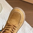 thumbnail image 4 of Cethrio Big Boys Ankle Boots, School Fall Winter Slip-Resistant Soft Sole Lace-up Boots Khaki Size 1(Big Kids), 4 of 7