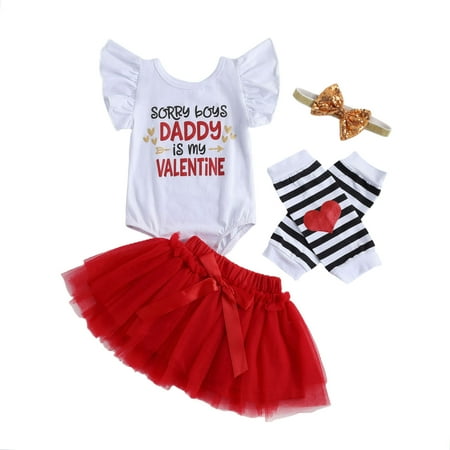

Baby Girl s Clothing Set Letter Print Round Neck Romper Skirt Headwear Leg Sleeves Four-piece Suit for Birthday Party
