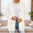 thumbnail image 2 of Wang6 Womens Lightweight Plus Size Cardigan Sweaters Fall Red Open Front Button down Knit Sweater Elegant Long Sleeve Loose Knitted Tops Ladies V Neck Solid Outwear White XL, 2 of 5