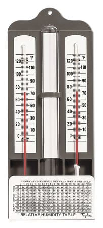 TAYLOR 5525-35 Mason Hygrometer, Range 0 120 F by Taylor