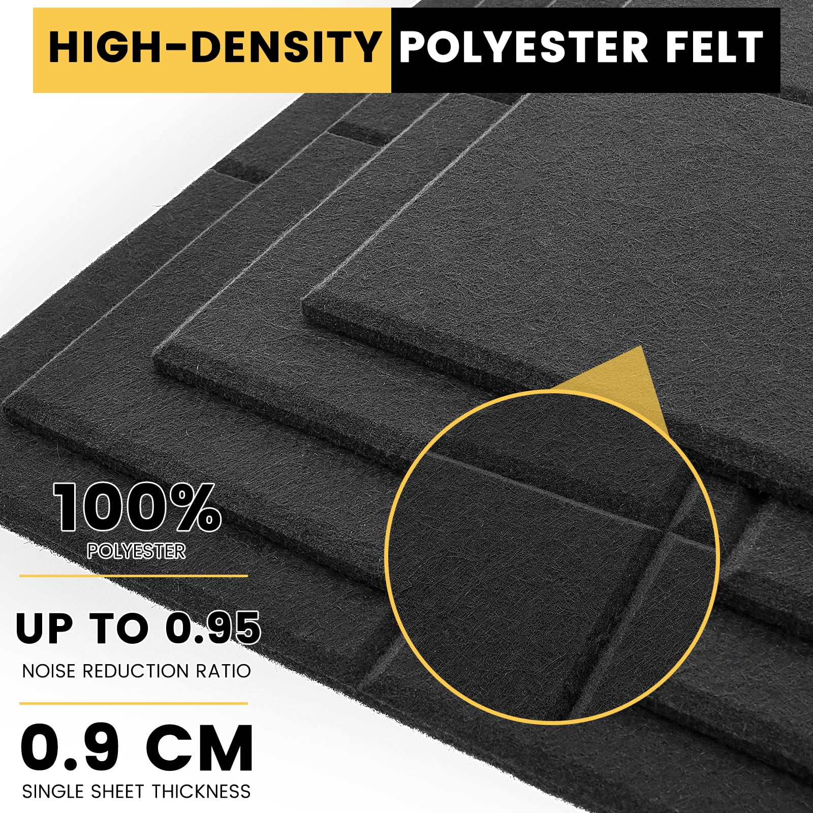Threns Large Felt Bulletin Board,48" x 36" Cork Board Alternative-12 Pack with 60 Safe Removable Adhesive Tabs,Cork Boards for Walls Cork Board for Home Office Classroom Pin Board (Black)