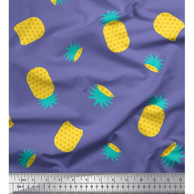 Soimoi Tissu en Soie Imprimé Fruits de Pin au Mètre 42 Pouces de Large