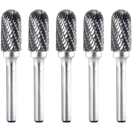 

5Pcs -5 Tungsten Carbide Burrs Cylinder Shape Double Cut File with 1/4 for Tool Die Grinder