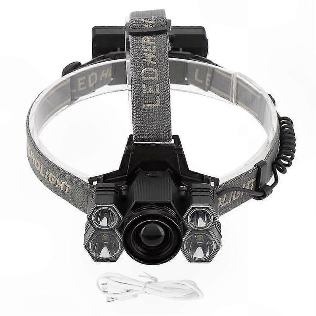 Rechargeable LED Headlamp with 5 High-Brightness Lights for Camping and Fishing