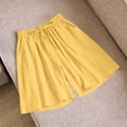thumbnail image 6 of AHTJRT Cotton Pajama Shorts for Women Drawstring Elastic Waist Indor Nightwear Wide Leg Lounge Shorts with Pockets Yellow L, 6 of 7