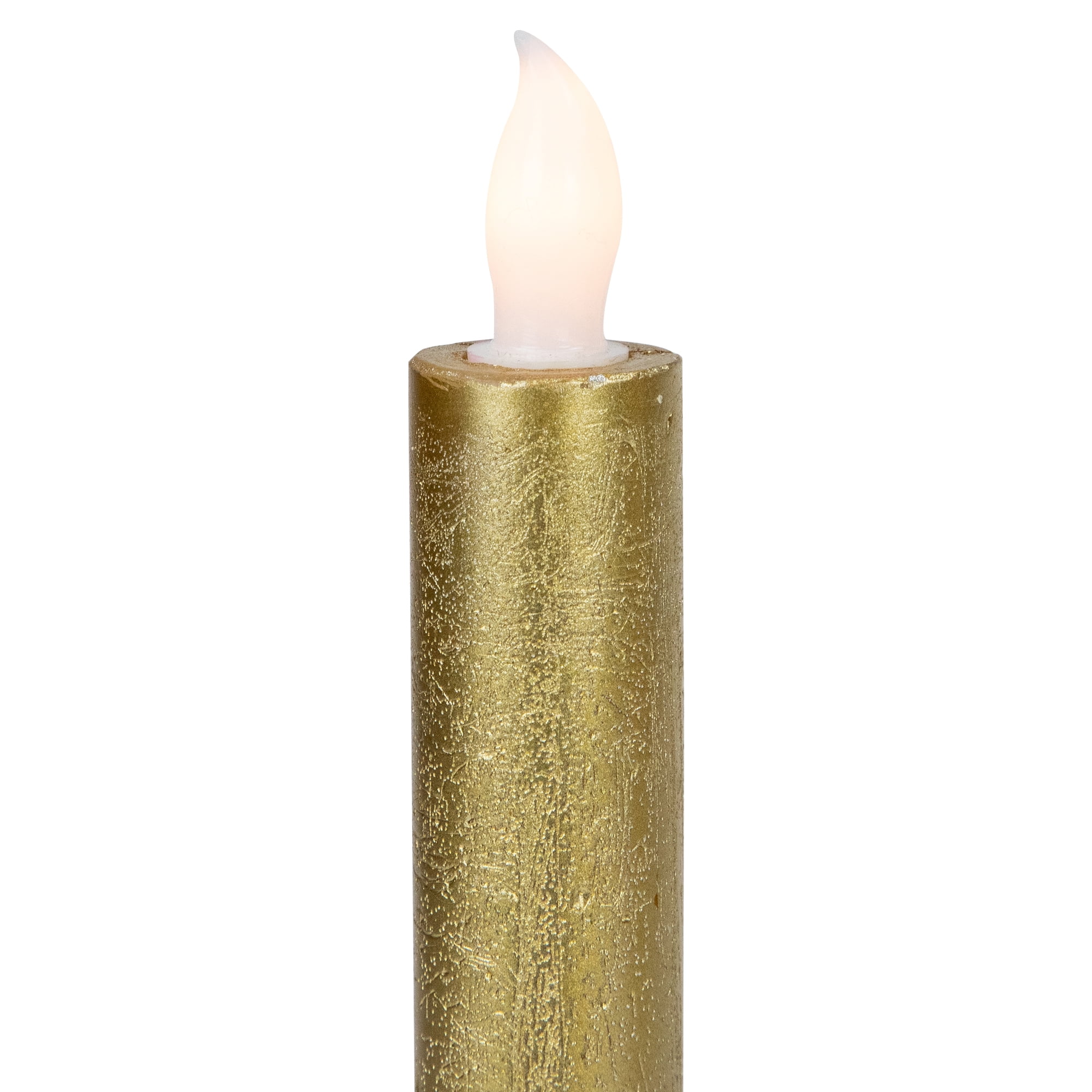 Northlight Set of 4 Textured Gold-tone LED Flameless Flickering Taper Candles 9.5"