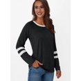 thumbnail image 3 of Womens Long Sleeve Shirts Color Block Casual Crewneck Tops Tshirt Basic Tee Fall Fashion Clothes Trendy Outfits Black XL, 3 of 6