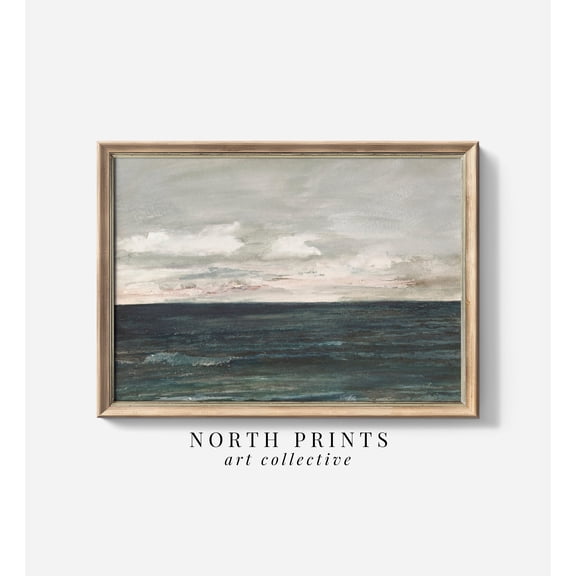 Vintage Seascape : Moody Coastal Art V-99 UNFRAMED Poster, Wall Art for Decor, Present, 8x12