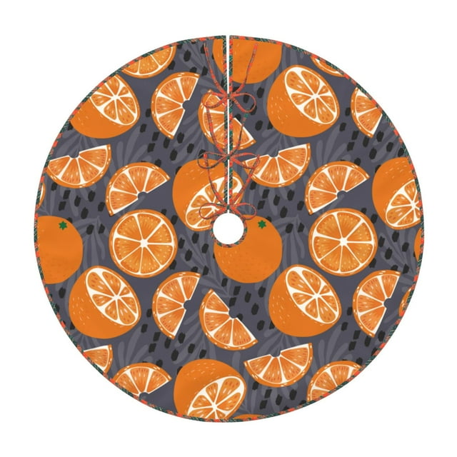 Fotbe Various Oranges Pattern Christmas Tree Skirt, Tree Skirts Plush Christmas Decorations, Christmas Tree Skirts Xmas Decorations Holiday Party Decor-48"