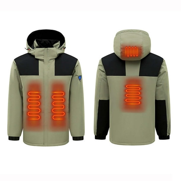 Chaquetas y abrigos casuales de manga larga con capucha, con USB, temperatura constante, calefactables, resistentes al viento, talla grande, para hombre y mujer, invierno, 4 unidades