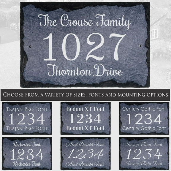 Sassy Squirrel Ink Handcrafted and Personalized Slate House Number sign (12"x8")