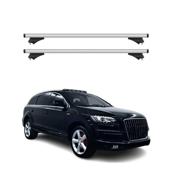 OMAC Cross Bars Roof Racks Aluminium for Audi Q7 2007-2015 Silver 2 Pcs Anti-Theft for Travel Kayak Canoe Surf Ski Snowboard Camping